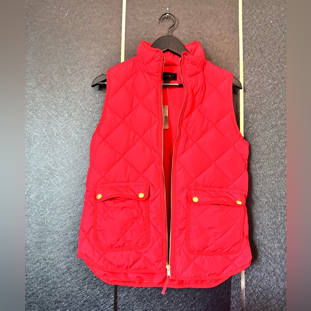 J. Crew Bright Red Quilted Vest